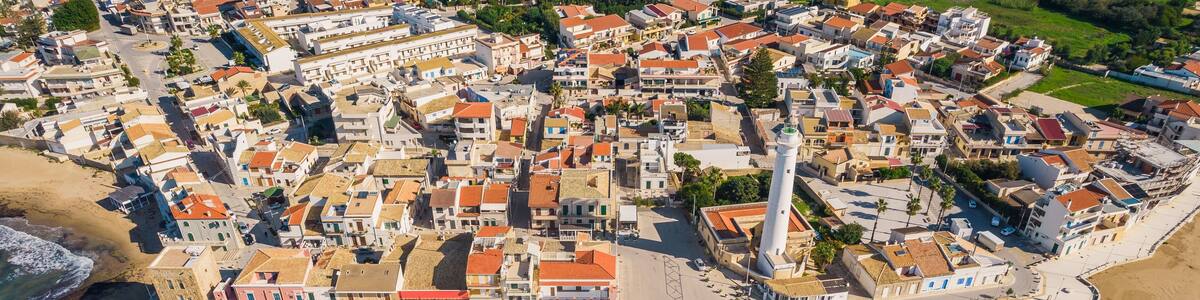 Aerial View of Punta Secca, Santa Croce Camerina, Ragusa, Sicily, Italy, Europe
