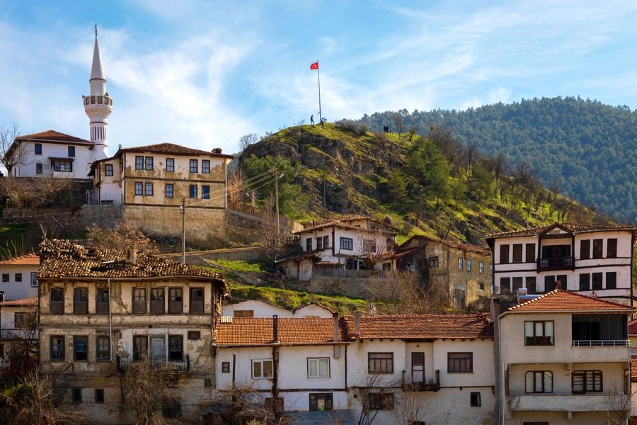 Sakarya - Tarakli- Turkey 04.13.2019 Famous place with beautiful old houses.