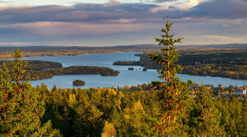 Town called Smedjebacken and lake Norra Barken in Dalarna, Sweden