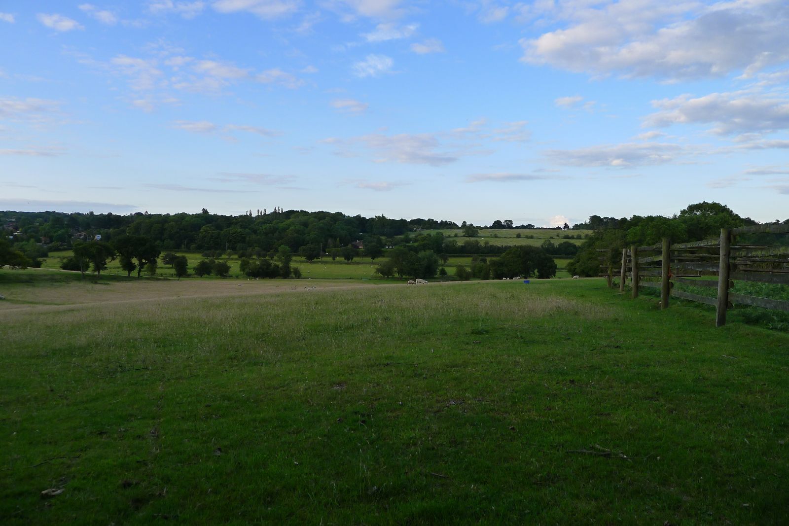 Green fields and light blue skies in Chalfont St Giles, Bucks, UK