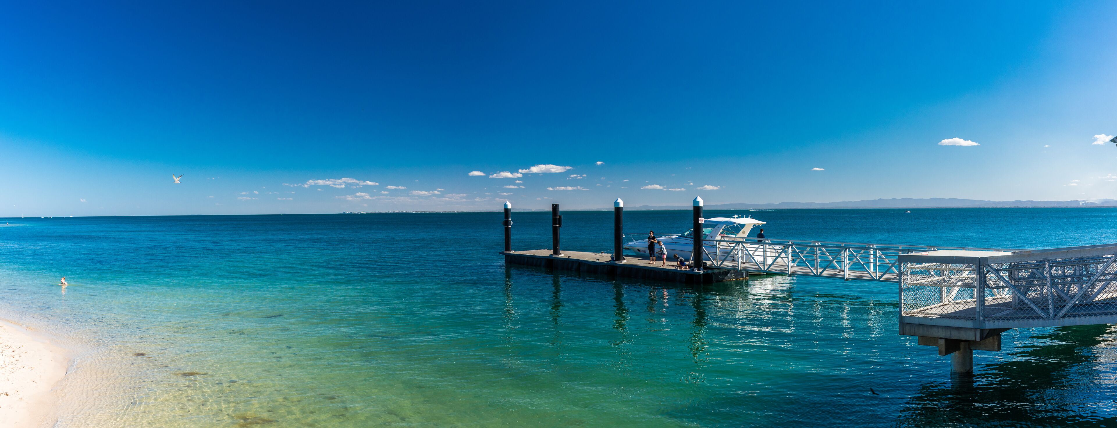 BRIBIE ISLAND, AUS - SEPT 1 2018: Beach  near the Bongaree jetty on west side of Bribie Island, Queensland, Australia