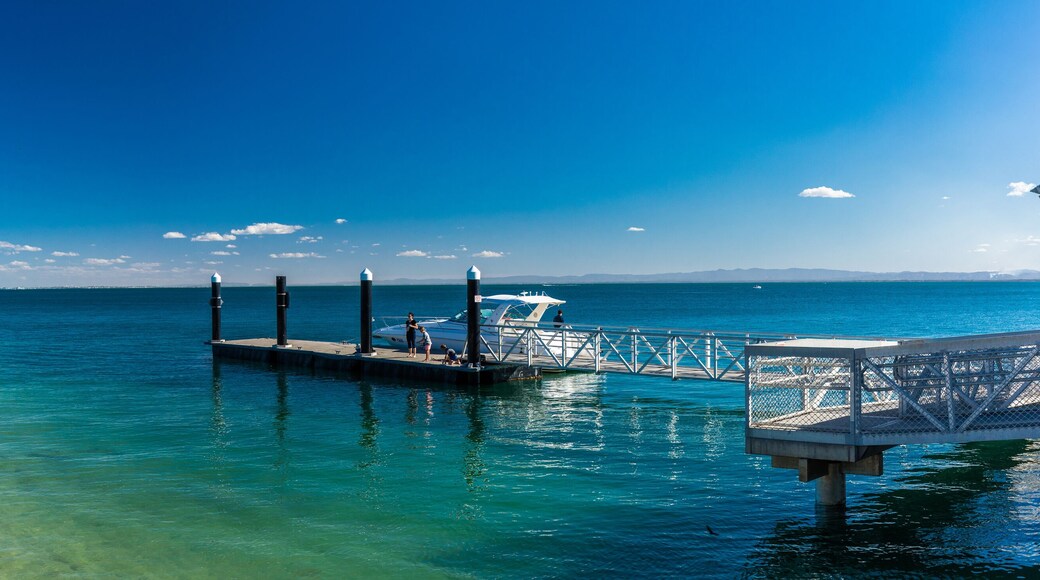 BRIBIE ISLAND, AUS - SEPT 1 2018: Beach near the Bongaree jetty on west side of Bribie Island, Queensland, Australia