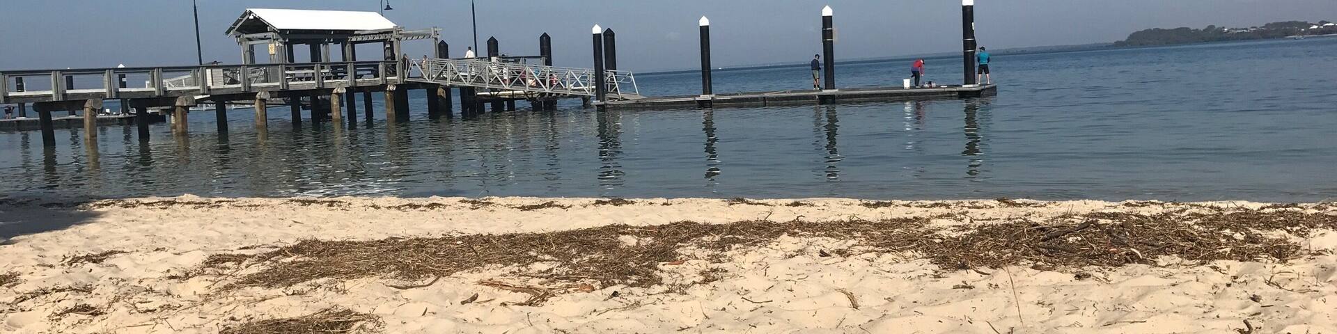 Bribie Island...calm side .. plenty of BBQs playground and grassy areas for picnics