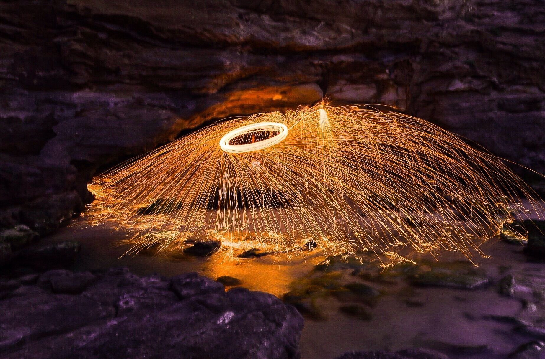 Sunsets and Steel Wool. What better way to escape the daily grind but to head to the beach for an evening of fun with friends! #weekendgetaway #cavesbeach #steelwool