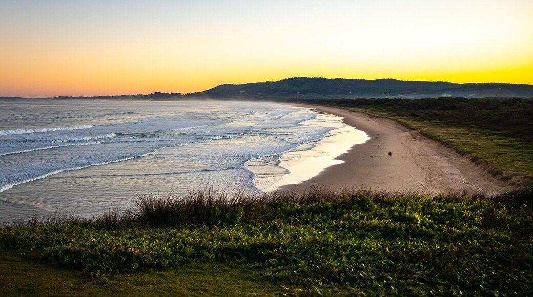 Scenic orange sunset at the beautiful unique Moonee Beach Nature Reserve. Look At Me Now Headland Walk, Coffs Harbour, NSW, Australia