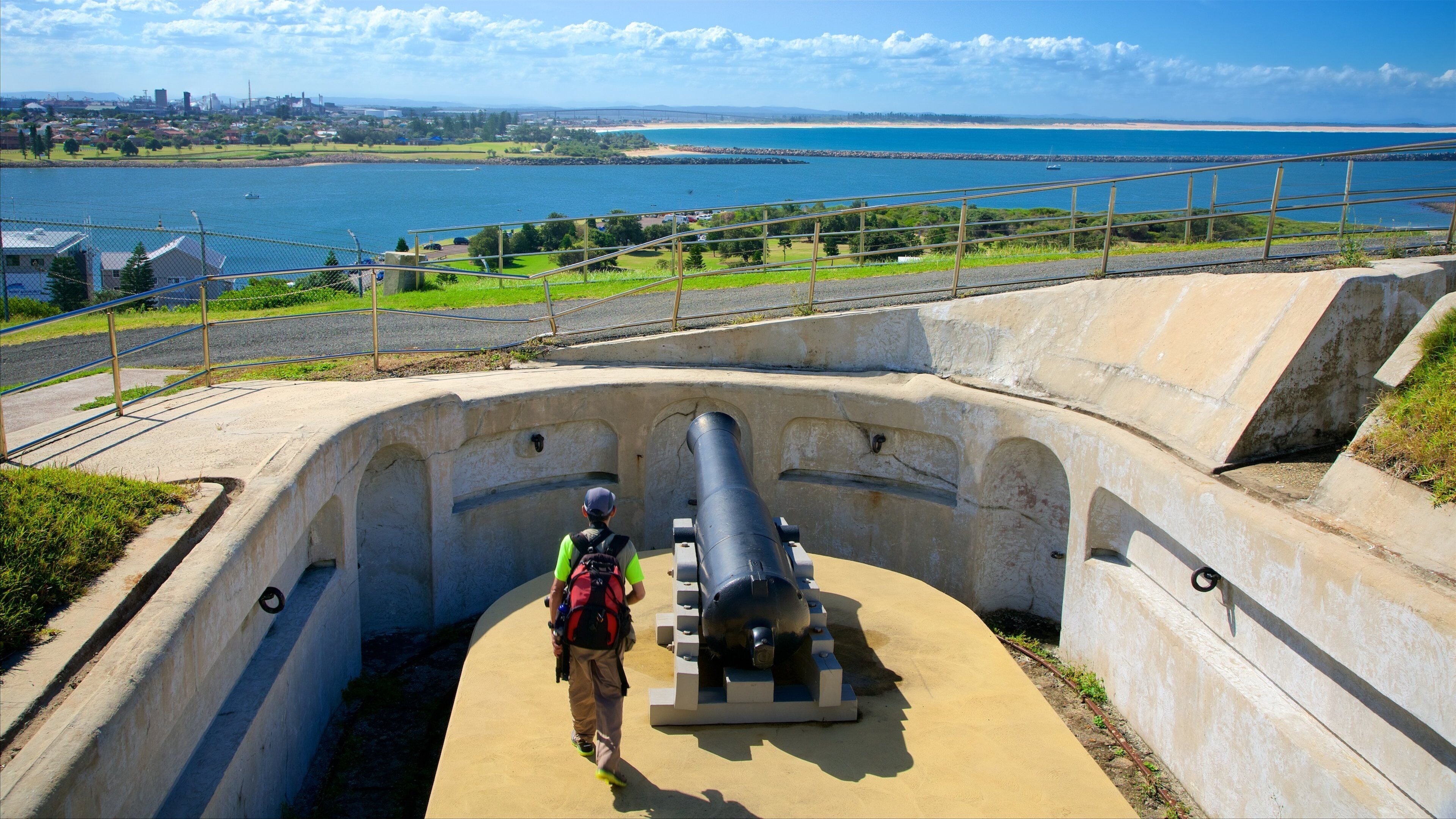 Newcastle East featuring military items and heritage elements as well as an individual male