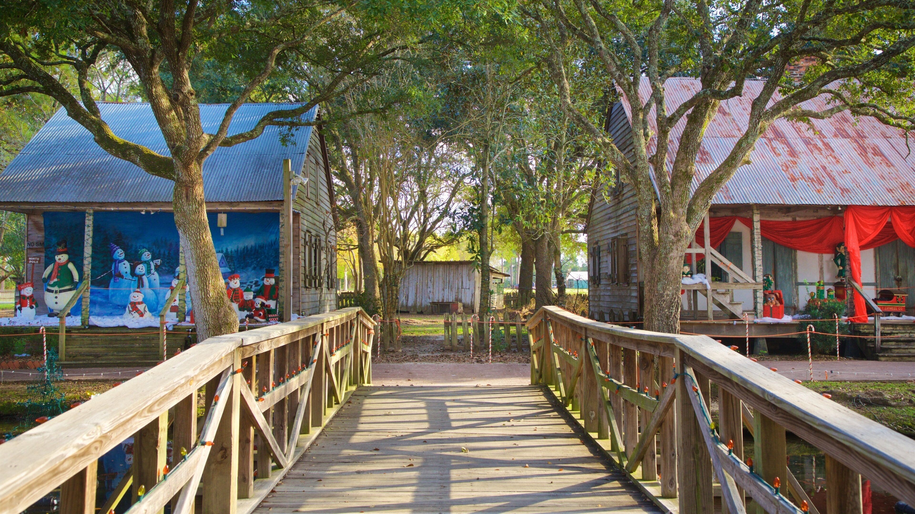 Acadian Village inclusief een brug