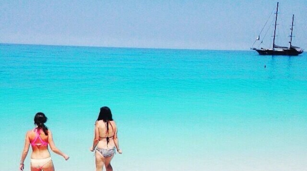 Myrtos Beach, Cephalonia IS actually this colour...! With a small bar/cafe at one , I easily spent the day here in blissful vacay mode ....