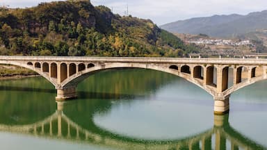 ancient stone bridge over the Bailong River, China