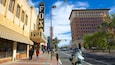 Fox Theatre showing street scenes, a city and signage