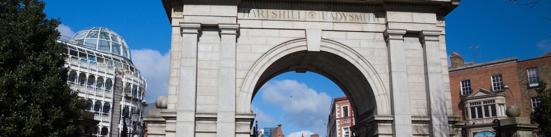 Fusiliers' Arch, a monument which forms part of the Grafton Street entrance to St Stephen's Green park, in Dublin, Ireland