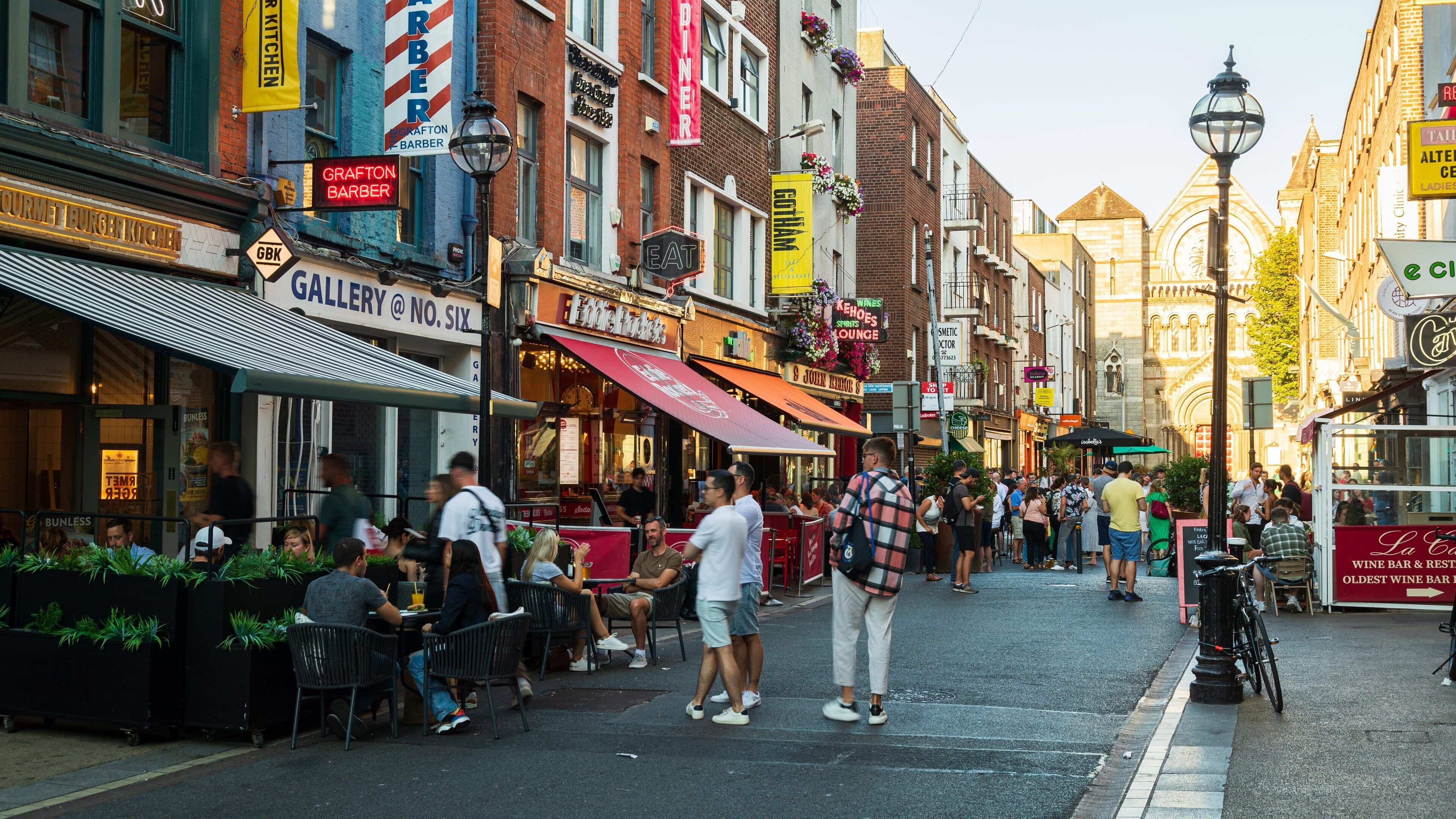 Grafton Street which includes street scenes and a city