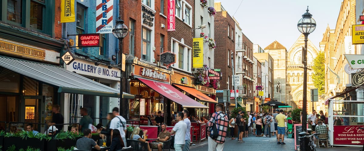 Grafton Street which includes street scenes and a city