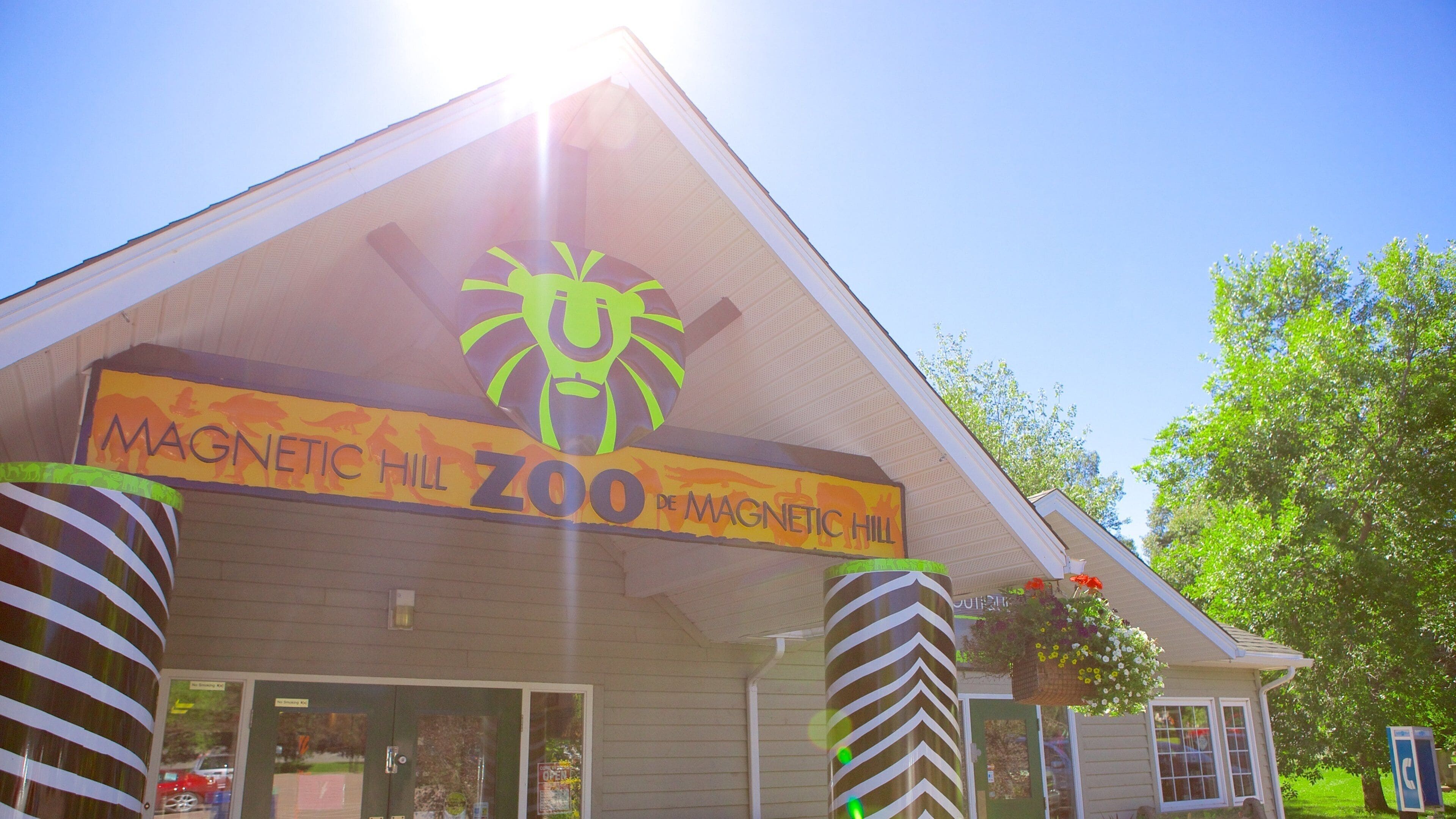Magnetic Hill Zoo showing zoo animals and signage