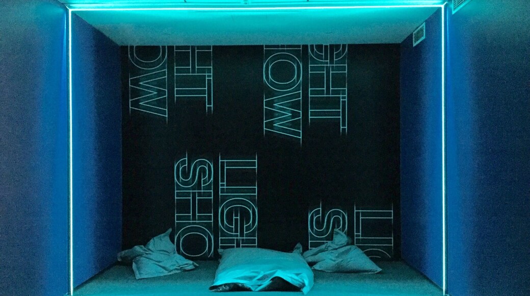 Fascinating light show at the contemporary art gallery. James Turrell's light installation is mysteriously beautiful.