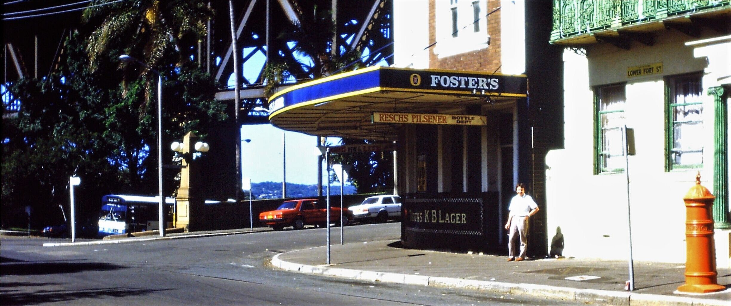 Dawes Point, Sydney Harbour Bridge 25/3/1986 (with me and my shadow)