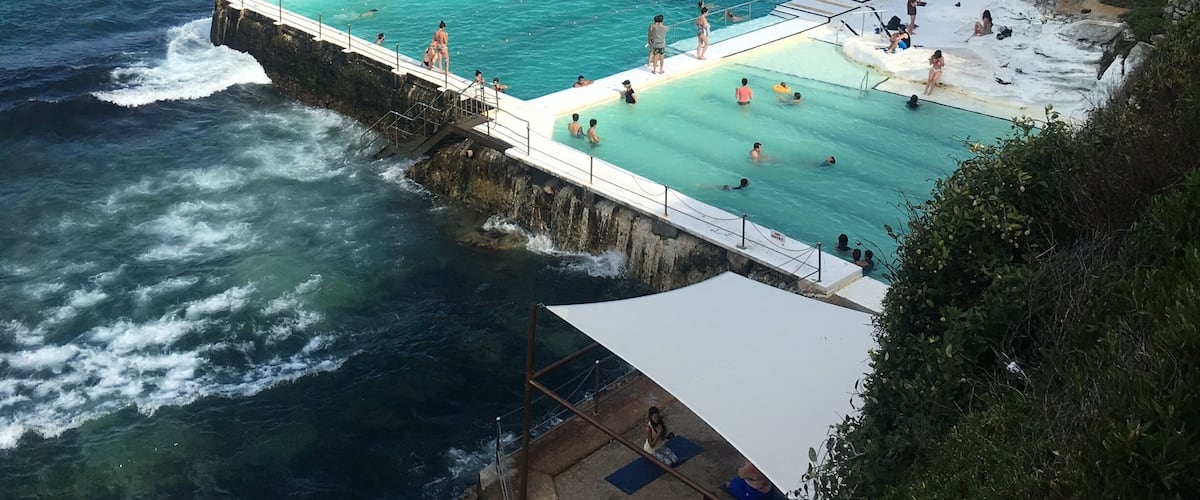 Bondi Iceburgs Pool. I also see this as the starting point for the Bondi to Coogee Coastal Walk. Above the pool is Bondi Iceburgs, which has a restaurant with beautiful views of Bondi beach. You do have to pay a small fee to use the pools. #australia #bondibeach