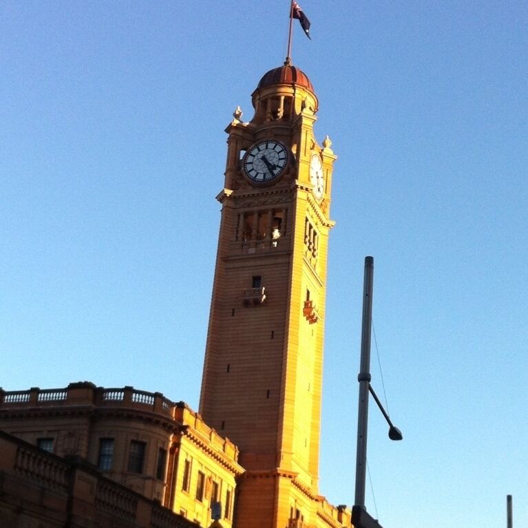 Sydney's GPO Clock taken from car window ... Hence to tilt Pisa style!!