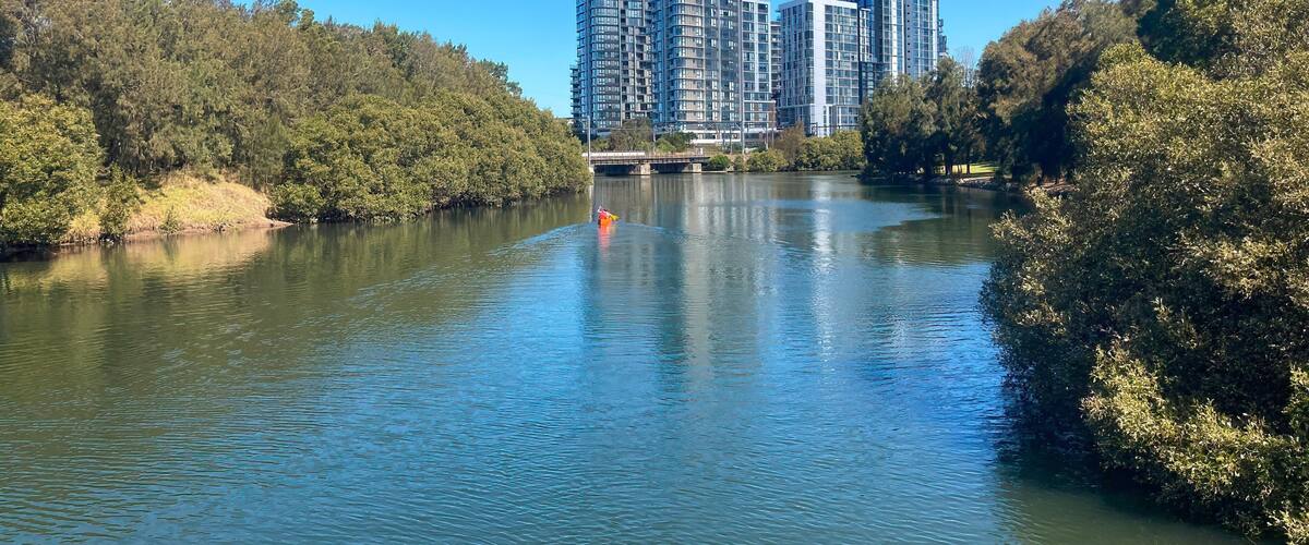 Wolli Creek river looking at the apartments at Wolli Creek the suburb