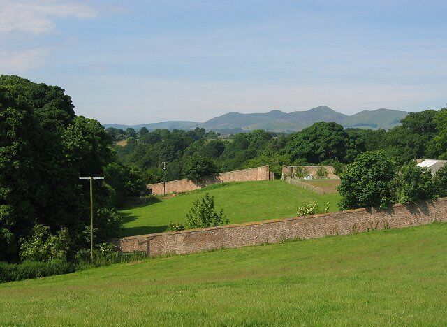 Walled garden, Hawthornden. Beyond the depths of Roslin Glen, a gorge cut into the Midlothian plateau by the North Esk. Not easy to photograph the wooded gorge in midsummer.