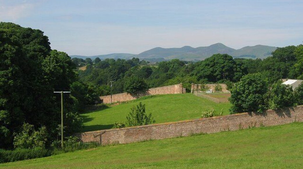 Walled garden, Hawthornden. Beyond the depths of Roslin Glen, a gorge cut into the Midlothian plateau by the North Esk. Not easy to photograph the wooded gorge in midsummer.