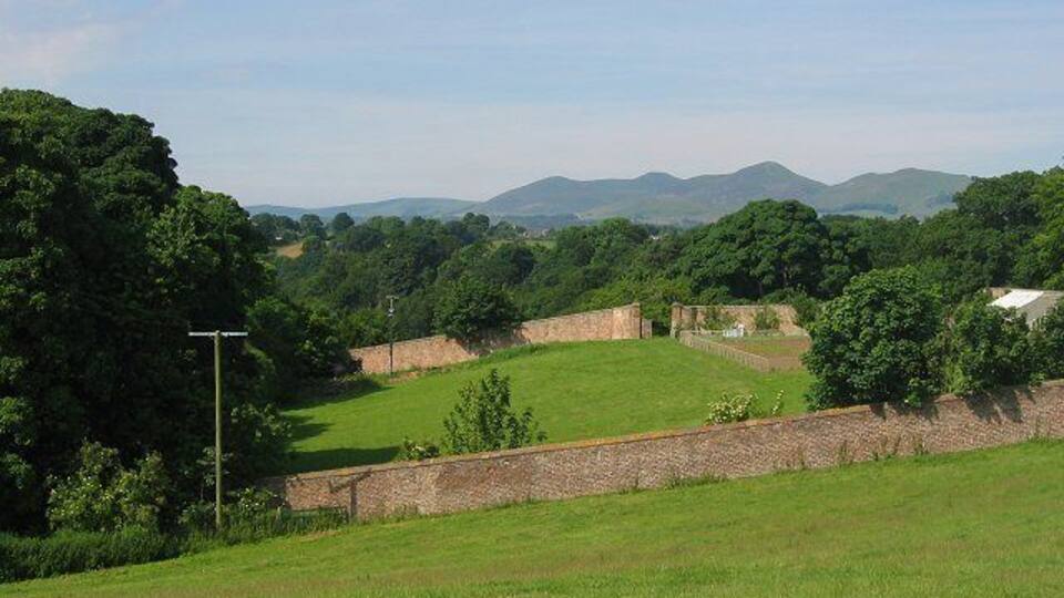 Walled garden, Hawthornden. Beyond the depths of Roslin Glen, a gorge cut into the Midlothian plateau by the North Esk. Not easy to photograph the wooded gorge in midsummer.