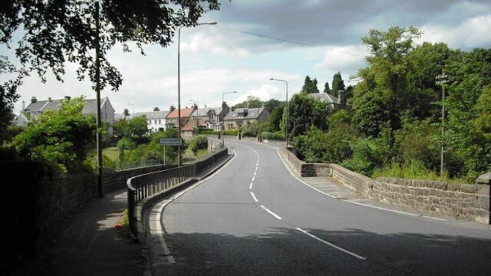 A71 entering Mid Calder Bridge over Linhouse Water