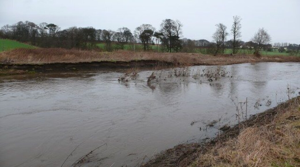 River Almond in spate About 8 feet higher than normal summer-level.