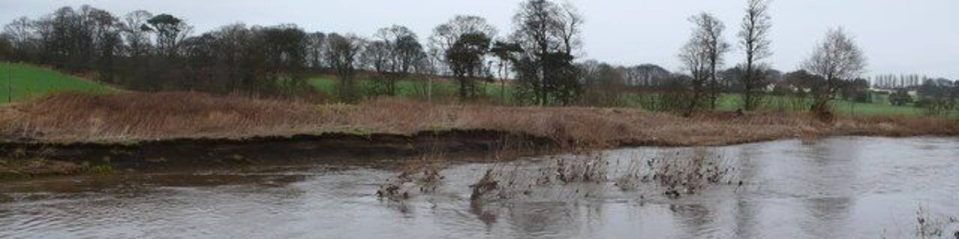 River Almond in spate About 8 feet higher than normal summer-level.