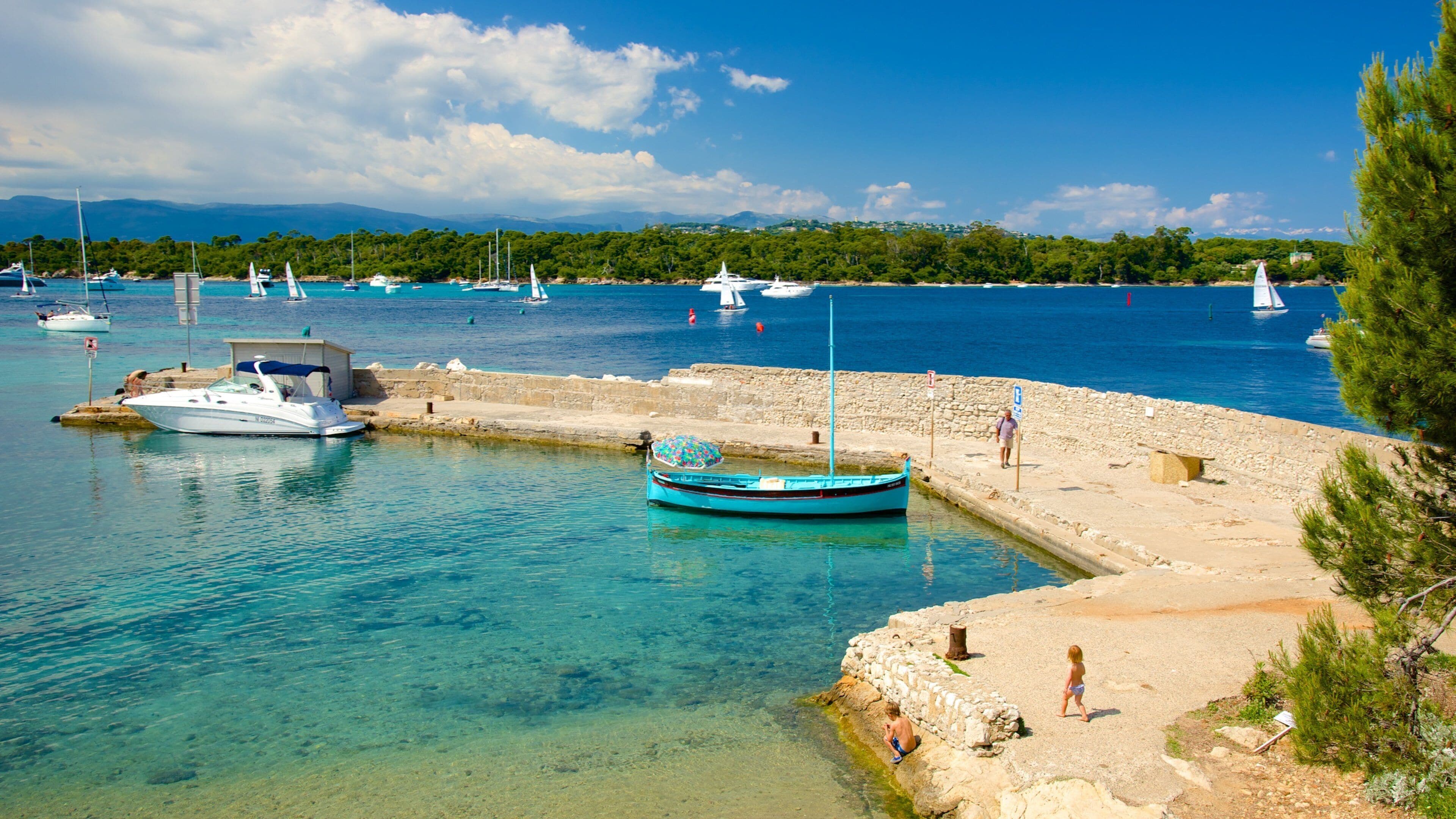 Ile Saint-Honorat which includes a bay or harbor