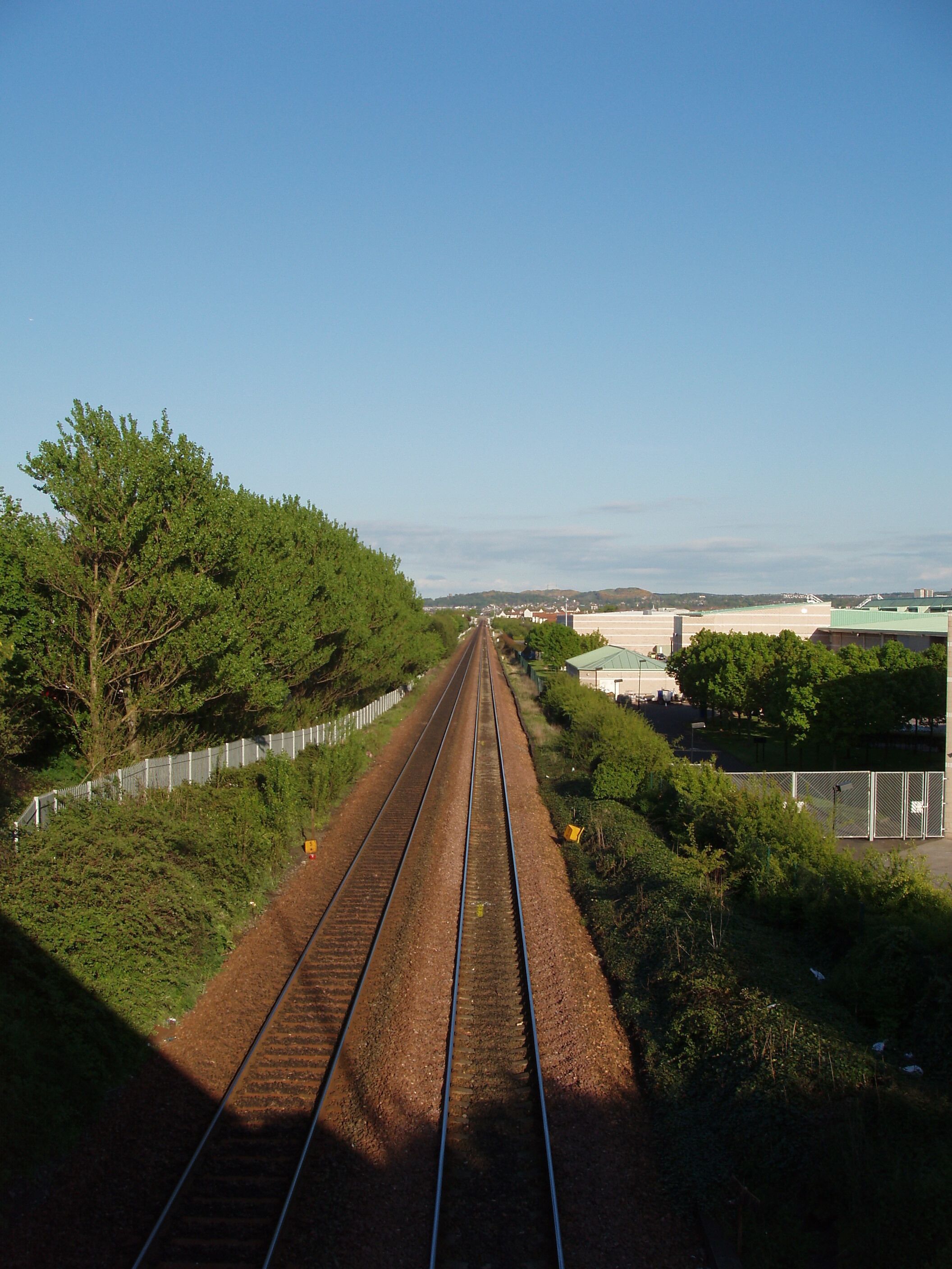 Looking from the bridge where it crosses under Glasgow Road (the A8), at the Gogar roundabout in Edinburgh.