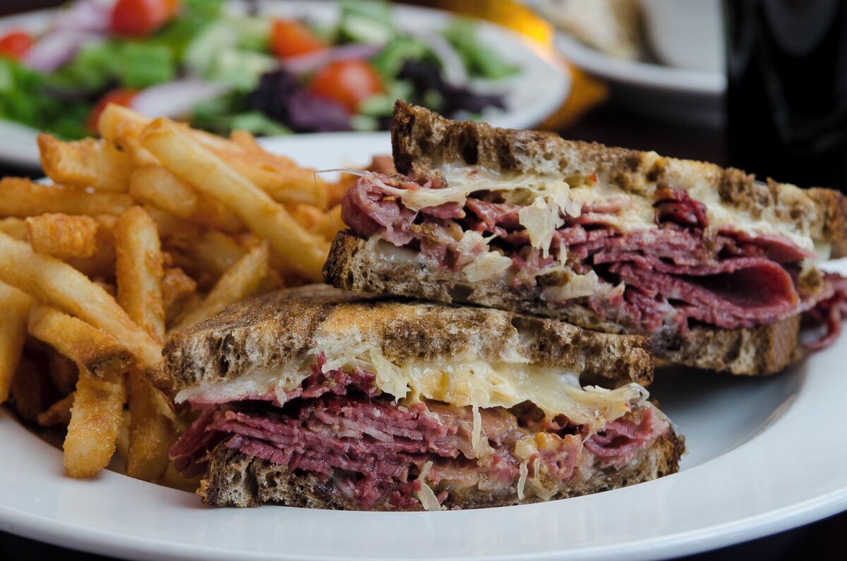 The #Reuben sandwich from The Irish Legend Pub and #Restaurant in Willow Springs features lean corned beef, sauerkraut, aged Swiss cheese on marble rye with thousand island dressing. Your choice of fries, mixed green salad or soup of the day.