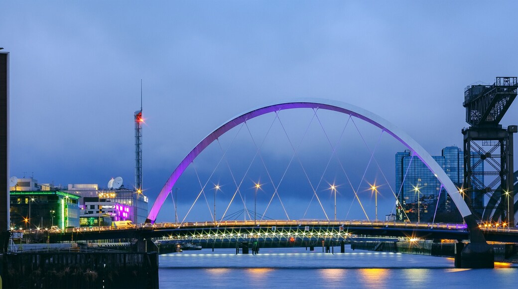 Skyline of Glasgow at the Pacific Quay, Scotland, UK