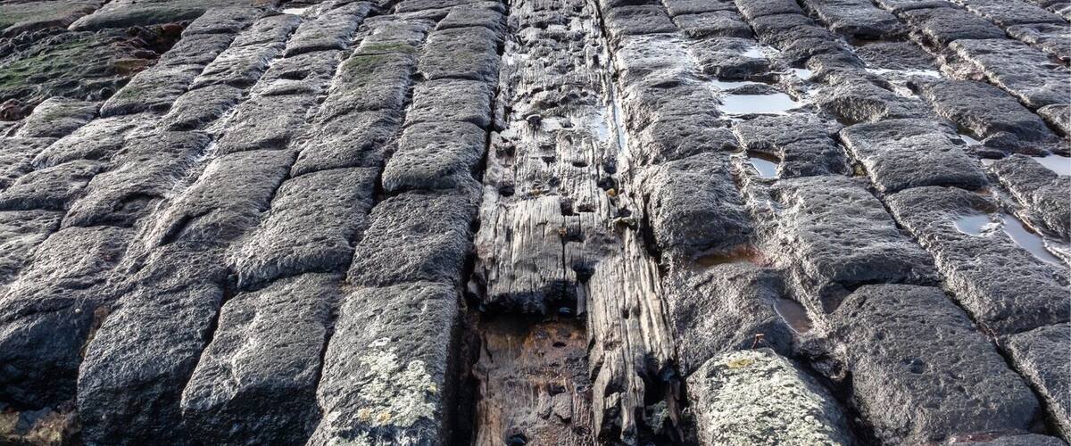 This picture was taken from and looking across the remains of the 1860 boat slips which were built to service the Abden Shipyard in Kinghorn. The yard built steam ships from 1860 until its closure at the beginning of the 1900s.