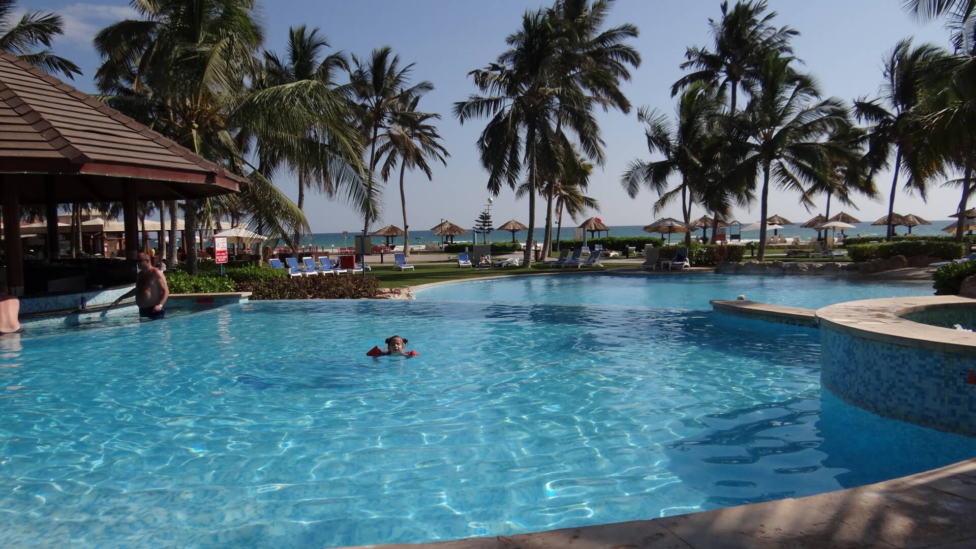 One of the best hotels in Salalah, though I prefer Fazayah Beach, but just in front the public beach is amazing.
My daughter prefers the pool entertainement 

Just for you to have an idea about the options, cooks are also good, food is yummy!!!