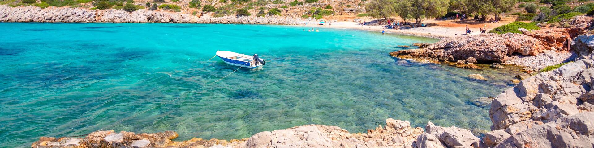 Tropical beach of Agia Dinami at the South of Chios island, Greece.