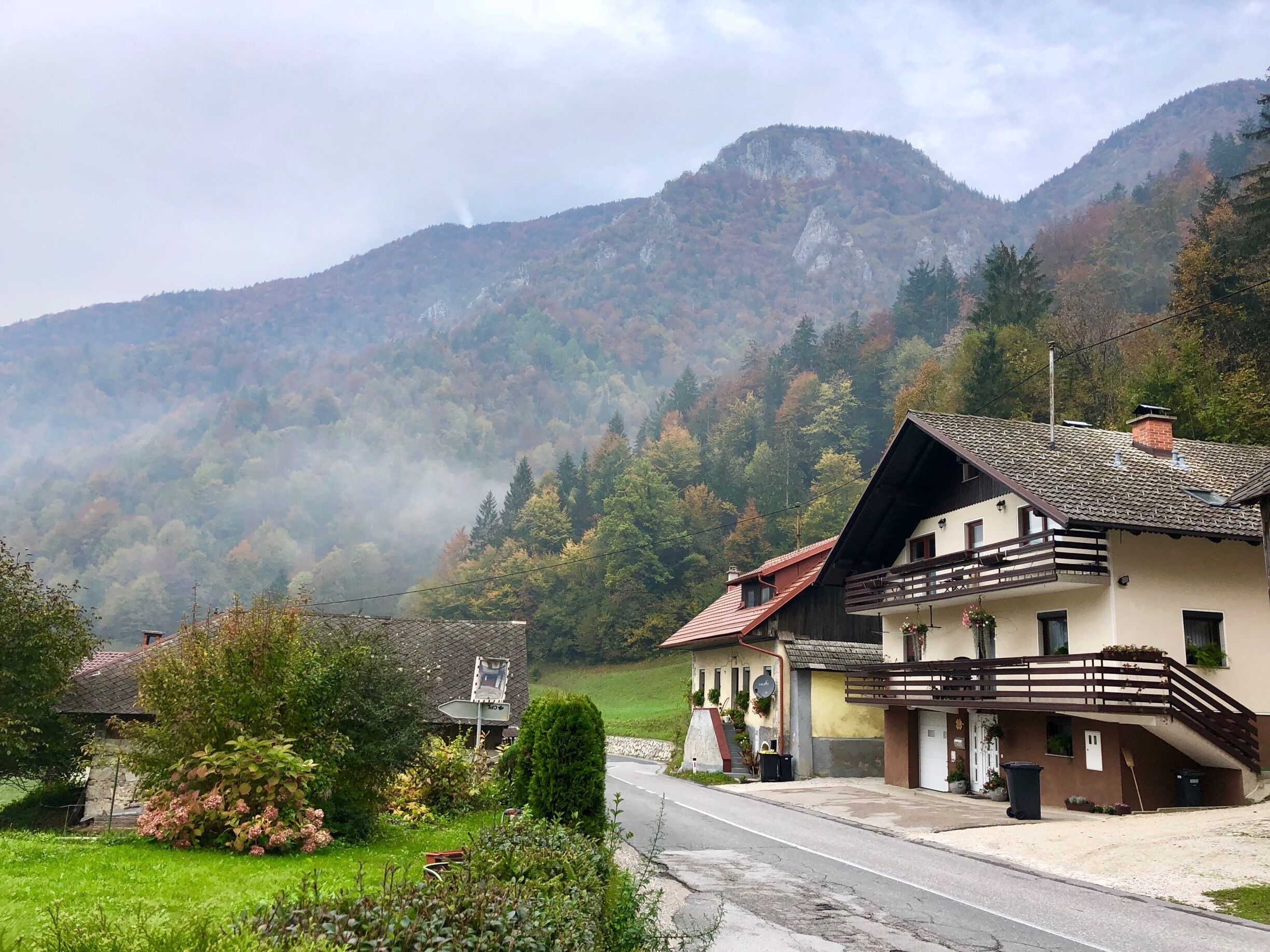 Driving towards the Slovenian Alps