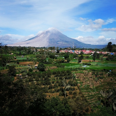 One of the two active volcanoes in Berastagi, North Sumatra. Apparently can be climbed in 4 hours