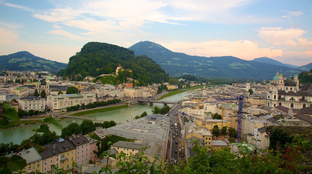 Moenchsberg Museum of Modern Art which includes landscape views, a river or creek and mountains