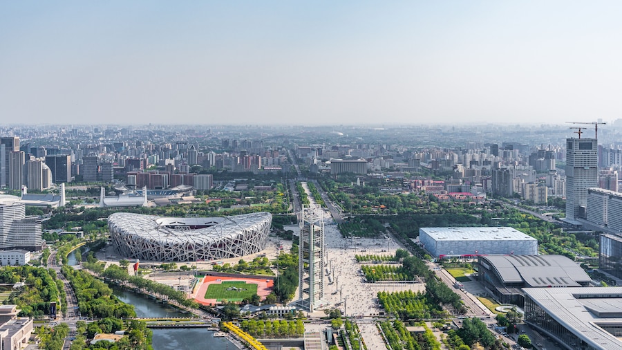Bird's Nest Water Cube Beijing City Panorama