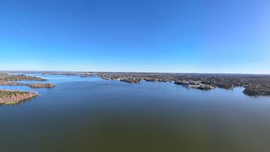 Aerial scenes of north Lake LBJ in the central Texas Hill Country