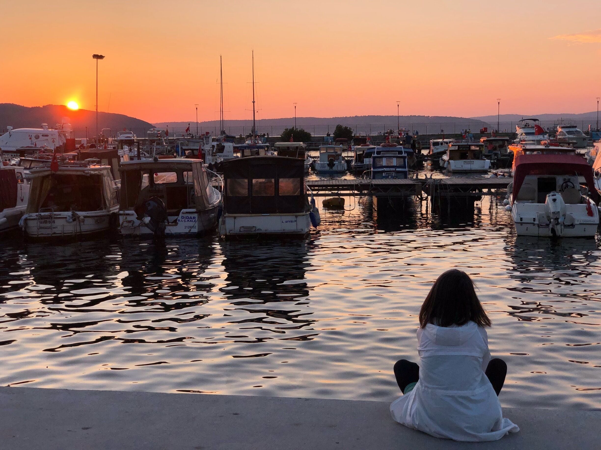 Enjoying sunset in Çanakkale marina 