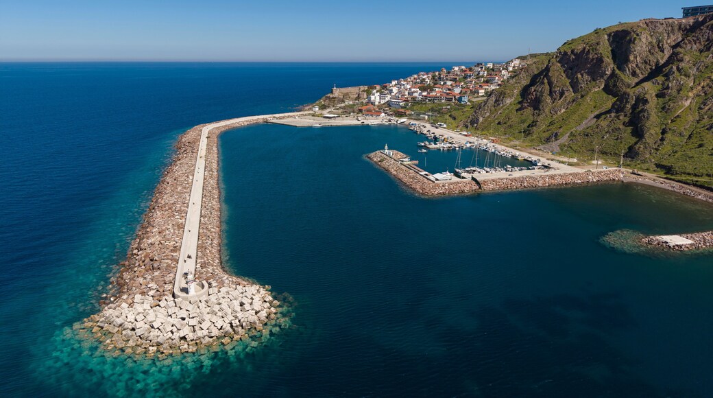 Aerial View of Babakale Castle Westernmost Point of Asia and Aegean Coast Canakkale Turkey