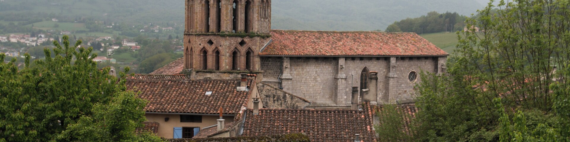 The former cathedral Saint-Lizier seen from the terrace of the episcopal palace