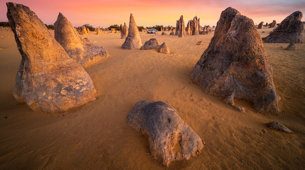 Yellow sand and sand stone rocks in the Pinnacles Desert near Perth