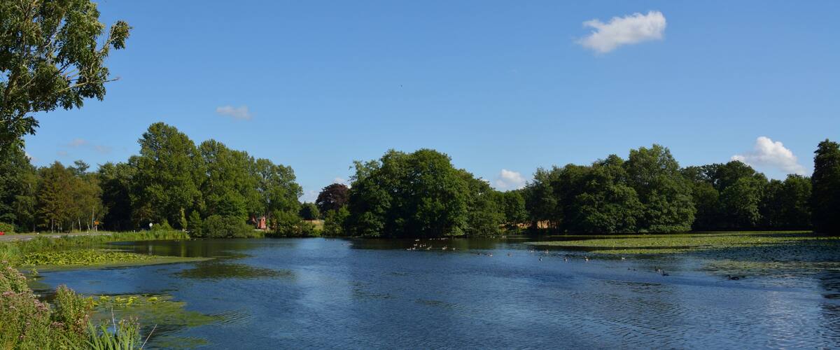 Fotos der Hanerau. Der Mühlenteich in Hanerau-Hademarschen, die aufgestaute Hanerau.