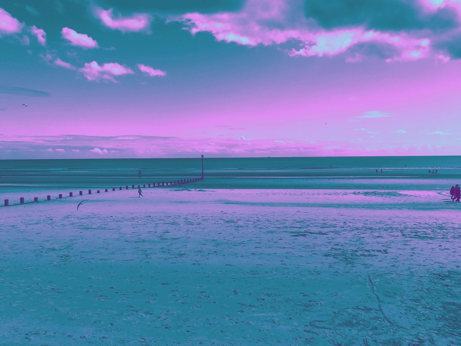 The beach through a lens filter.