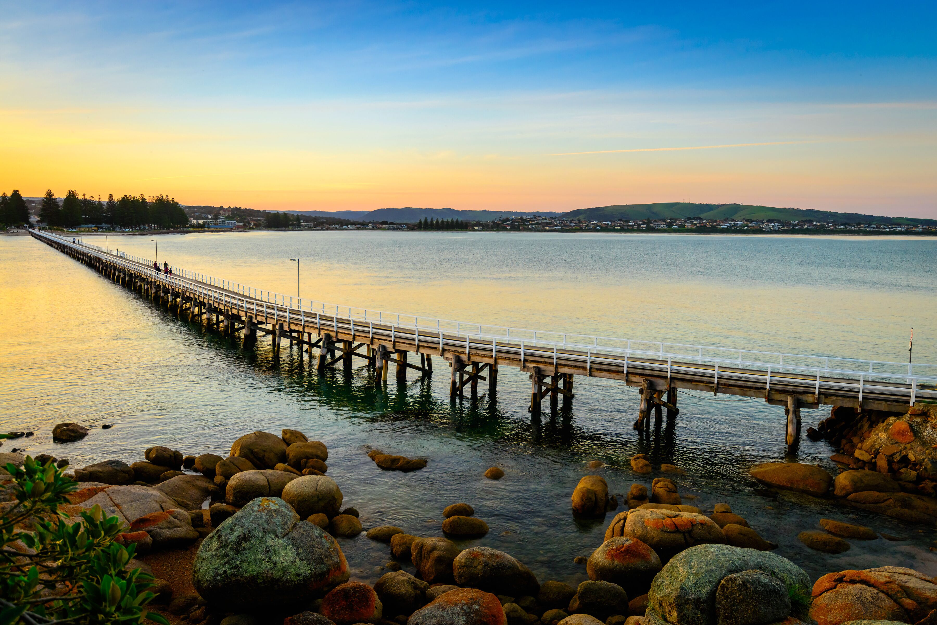 Victor Harbor foot bridge at sunset
