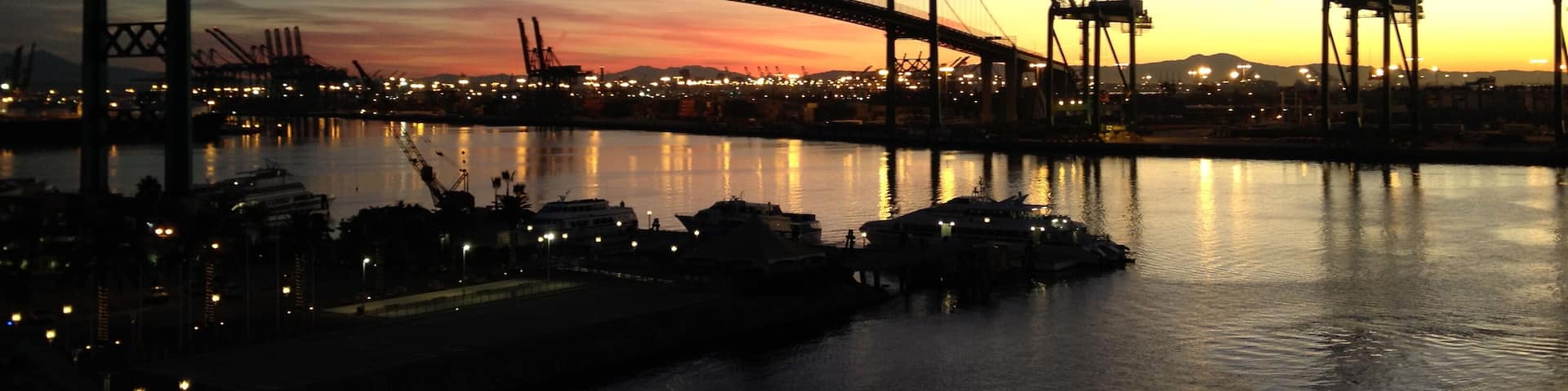 Entering Los Angeles terminal Island via cruise ship, USA.