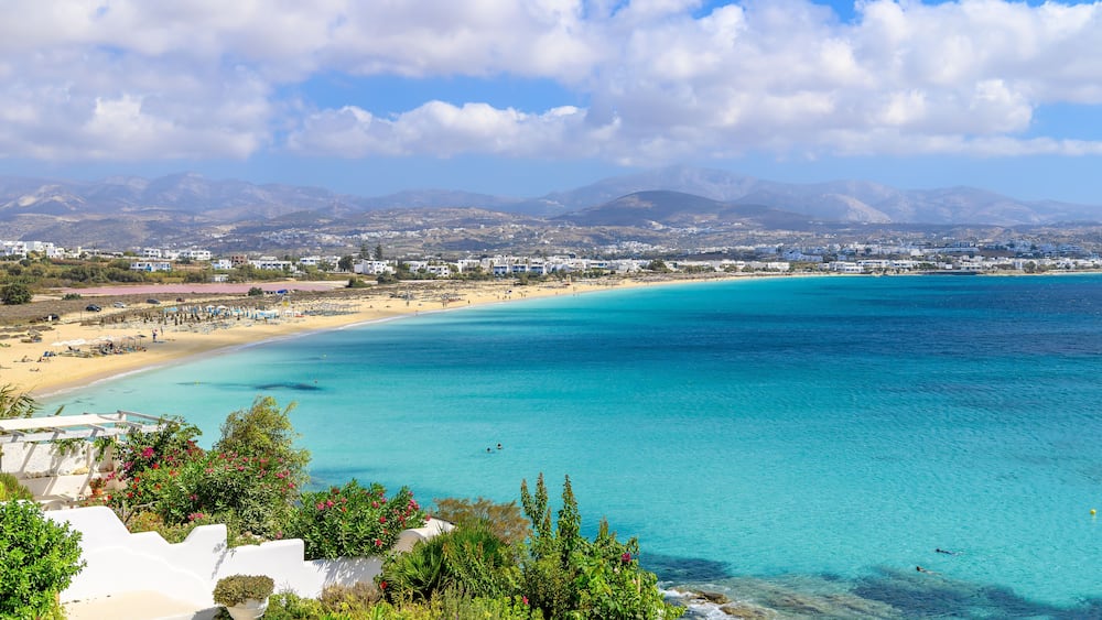 Landscape with Agios Prokopios beach, Naxos island, Greece Cyclades